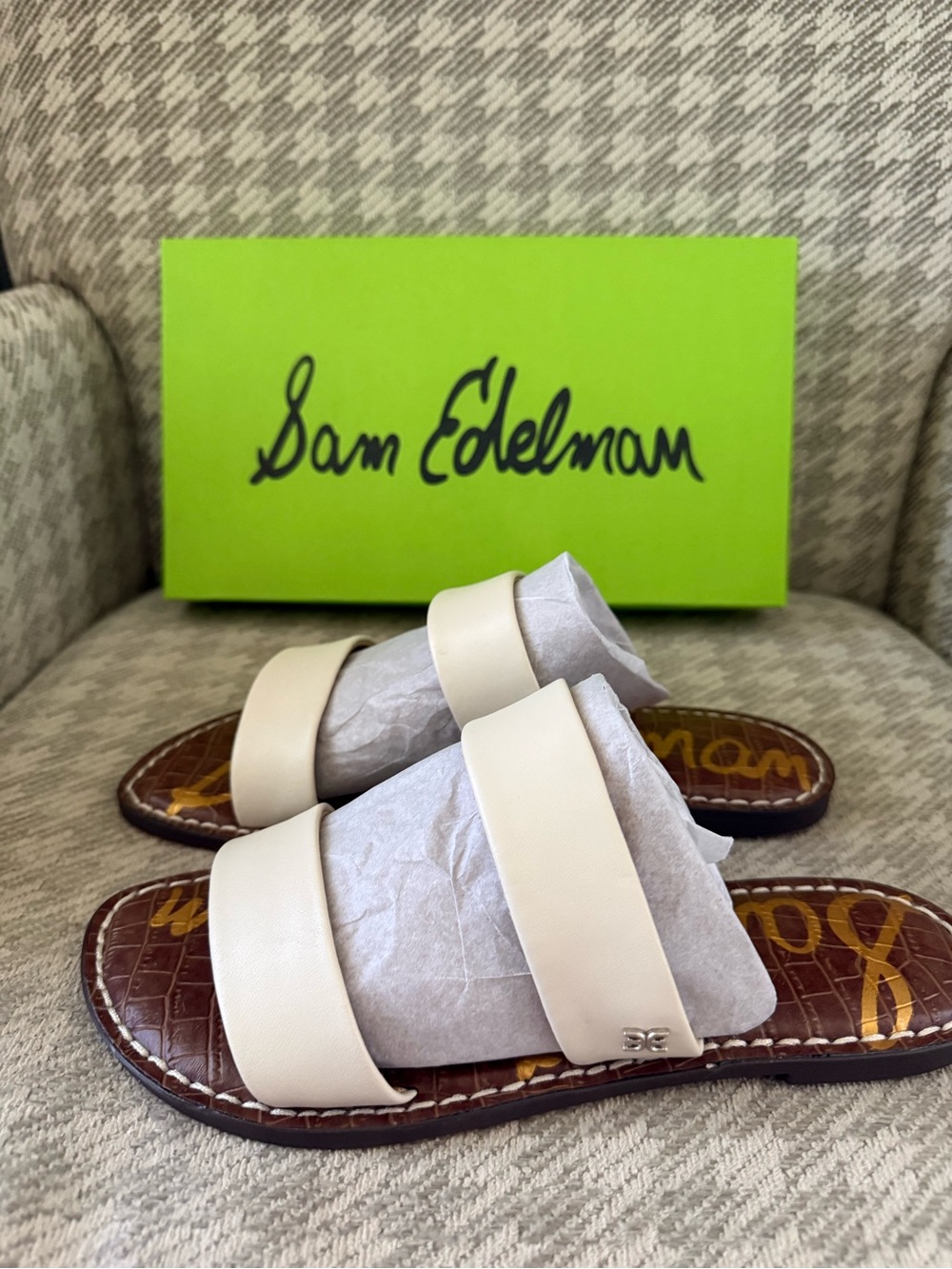 Sam Edelman Ivory Double-Band Slide Sandals